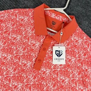 Graham‎ Polo Shirt Mens 3XL Orange Geometric Short Sleeve Performance New